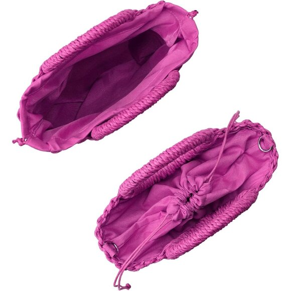 Woven Straw Beach Bag for Womem Top Handle Pink Crossbody and Shoulder Strap - Picture 5 of 6